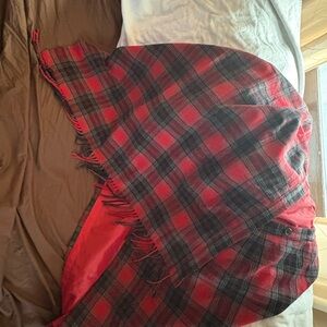 Chaus Red and Black Plaid Shawl / Cloak